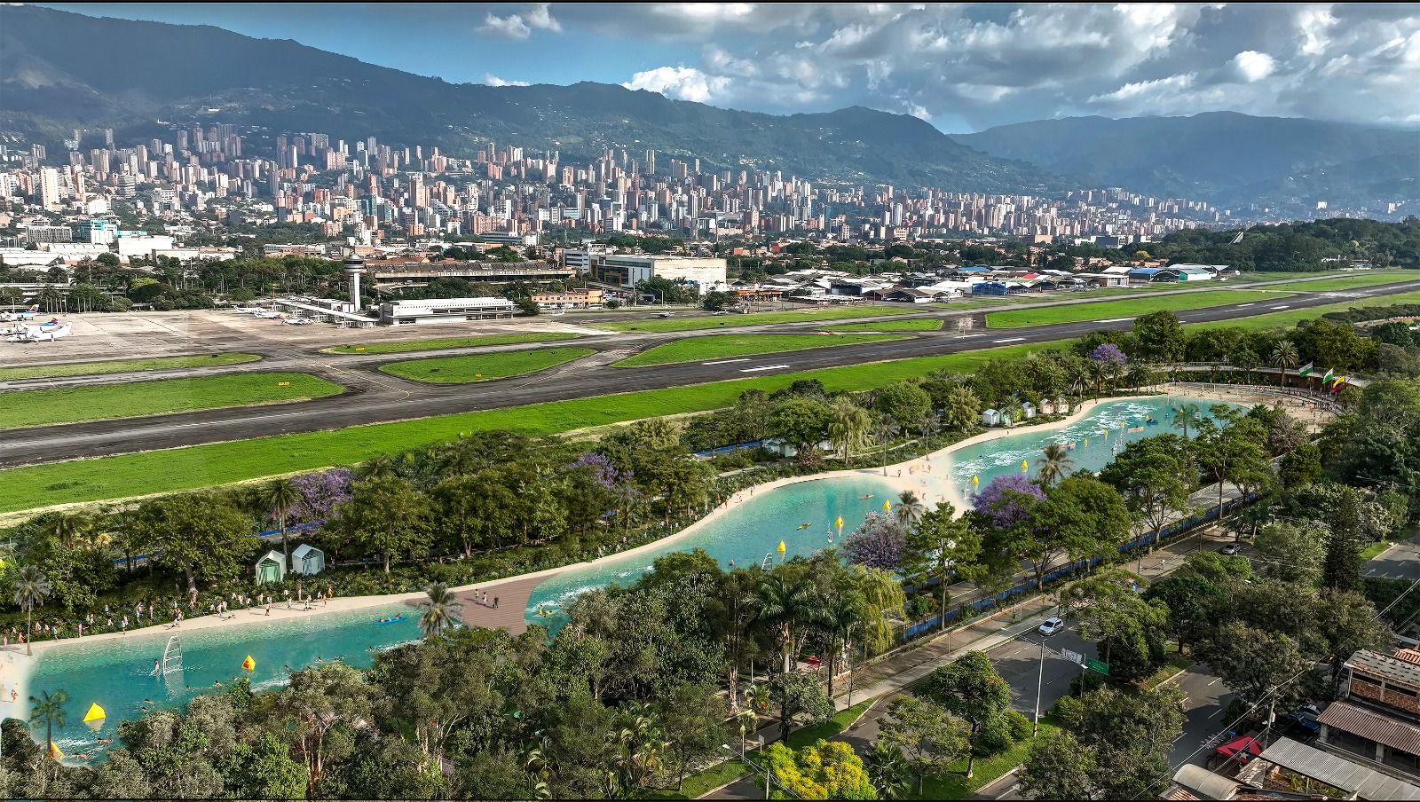 Medellín tendrá su propio mar con la transformación del Aeroparque Juan Pablo II en el Gran Parque Medellín